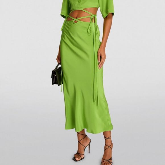 Christopher Esber Dresses & Skirts - CHRISTOPHER ESBER Silk Faille Loophole Tie Skirt Green Apple NWT in Size 8